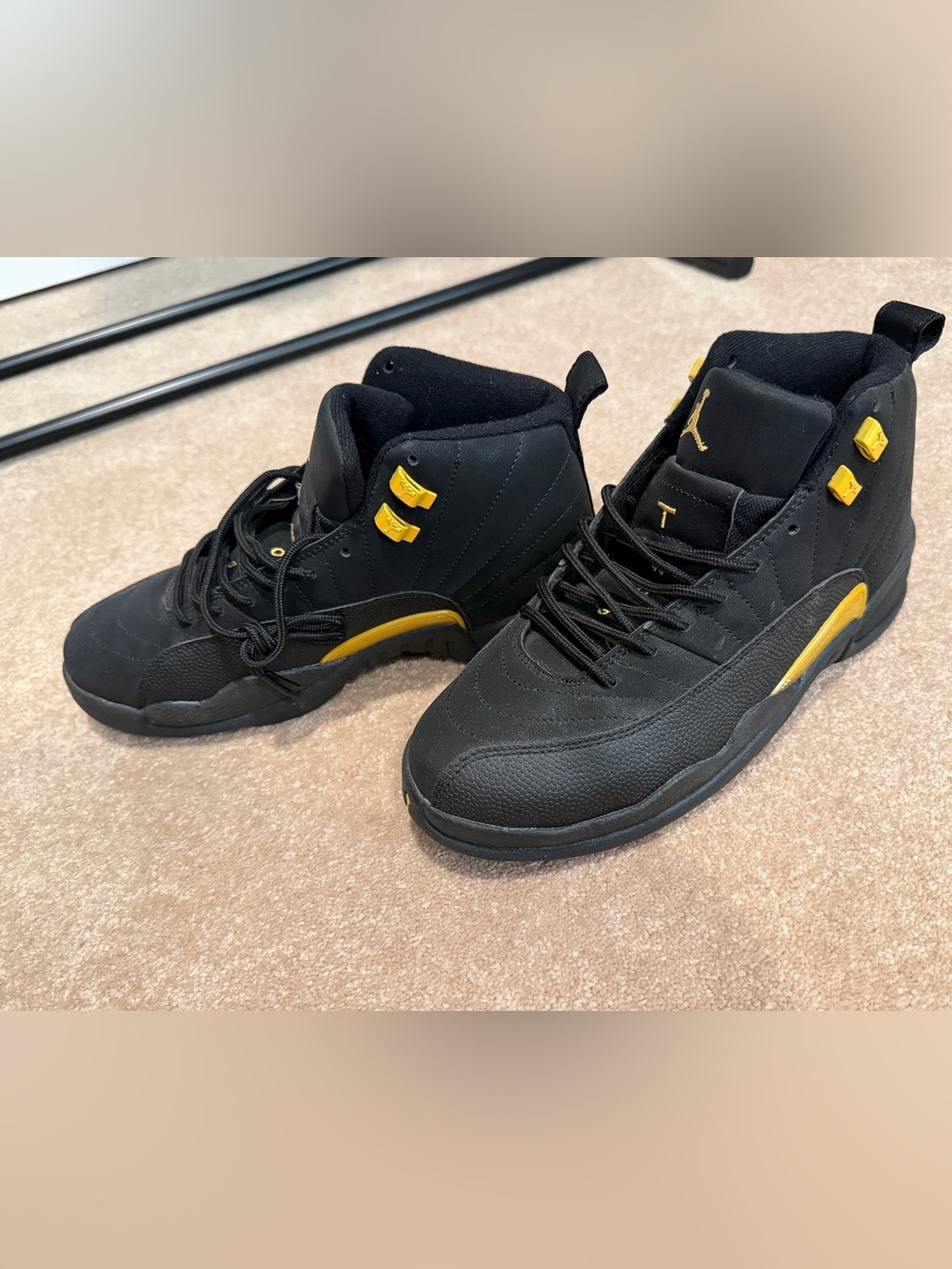 Jordan Men's Black and Yellow High-Top Sneakers